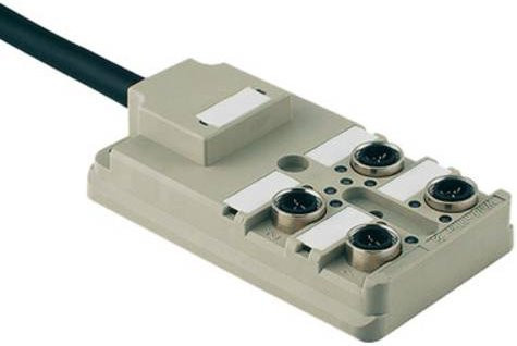 Weidmüller SAI-4-F 4P IDC PUR Sensor/Aktorbox passiv M12-Verteiler mit Metallgewinde, Grau, 5 m - Bild 1