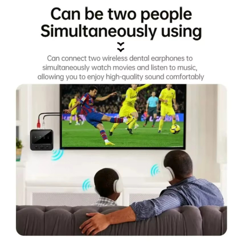 VIKEFON Bluetooth 2-in-1 HiFi Audio Sender und Empfänger in Schwarz mit Dual-Pairing, TF-Karten-Unterstützung sowie RCA- und AUX-Anschluss als kabelloser Adapter für Stereo-Lautsprecher und TV - Bild 3