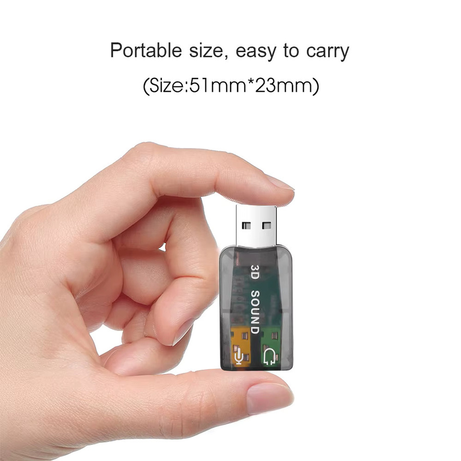Kebidumei Externe USB-Soundkarte als HiFi-Stereo-Audio-Adapter mit USB-A auf 3,5 mm Klinke in Transparent - Bild 2