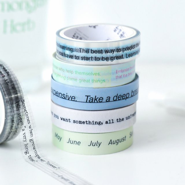 JIANQI Transparentes Masking Tape Set mit englischen Buchstaben und Phrasen für Scrapbooking und DIY, 3 Rollen, Breite: 1 cm, Länge: 2 m pro Rolle - Bild 1