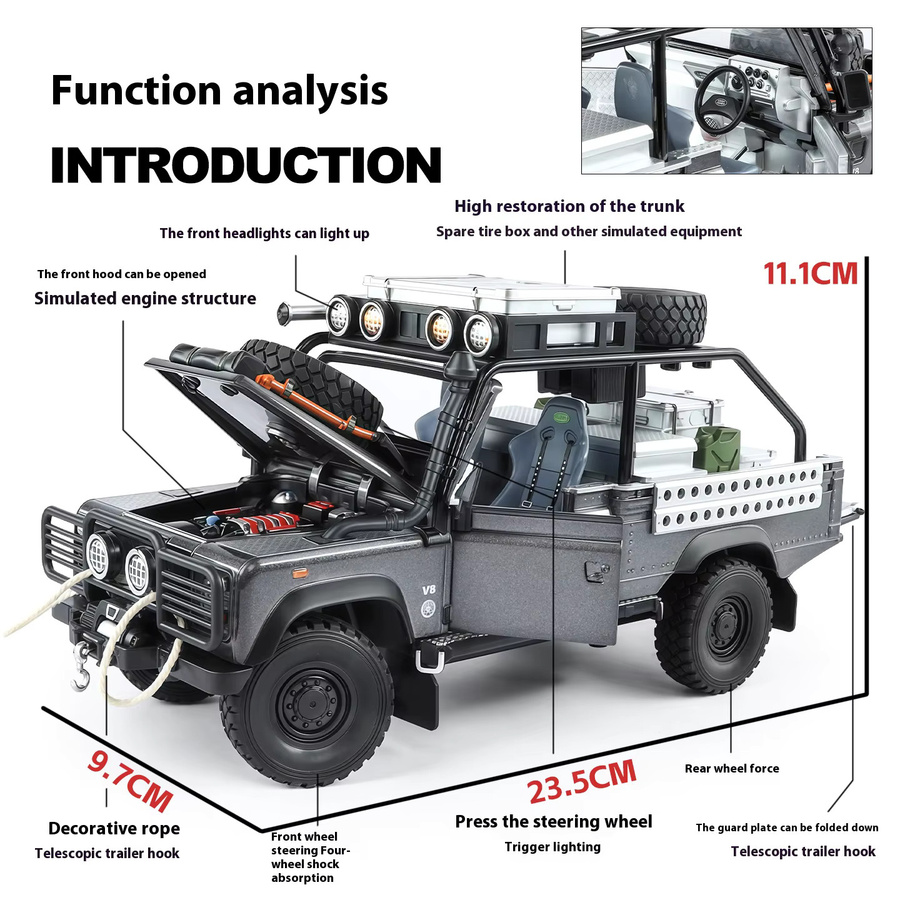 Maisto Land Rover Defender 90, Modellauto, 1:24, Metall, Grau - Bild 5