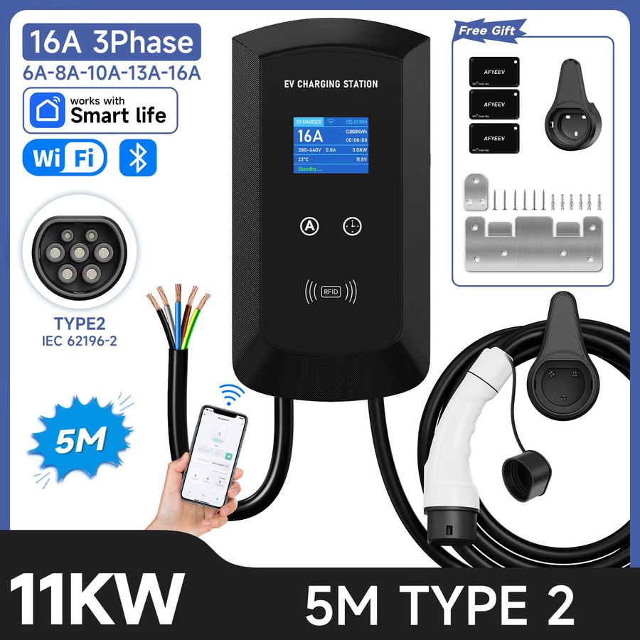 JNTAFEV Elektroauto-Ladegerät 22KW 32A Typ 2 Wallbox mit WLAN-App-Steuerung, Schwarz - Bild 6