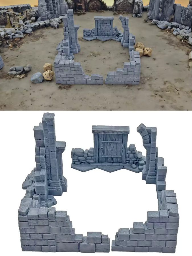 SANMERSEN Gotische Kirche Ruin Kapelle, Miniaturgebäude, Fantasy, Grau - Bild 4