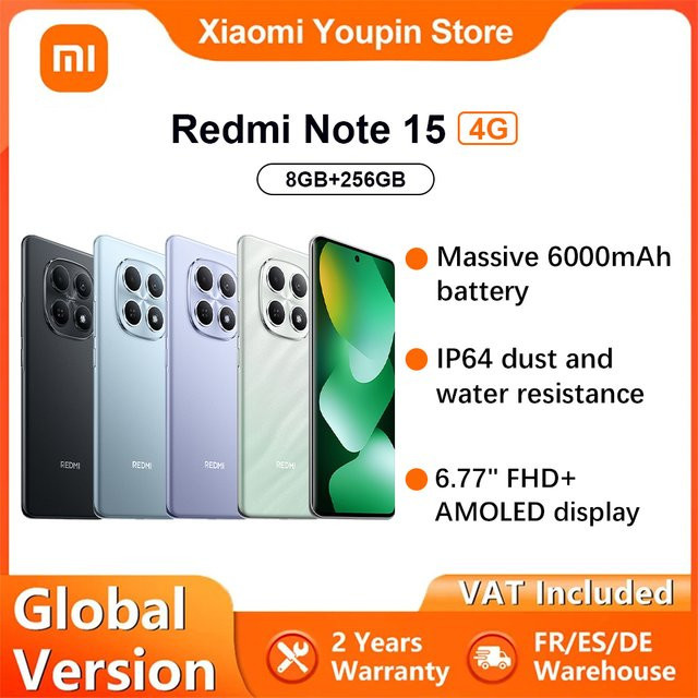 Xiaomi Redmi Note 15 4G Smartphone Blau, 6,77 Zoll FHD, 256 GB Speicher, Android, Bluetooth, NFC - Bild 1