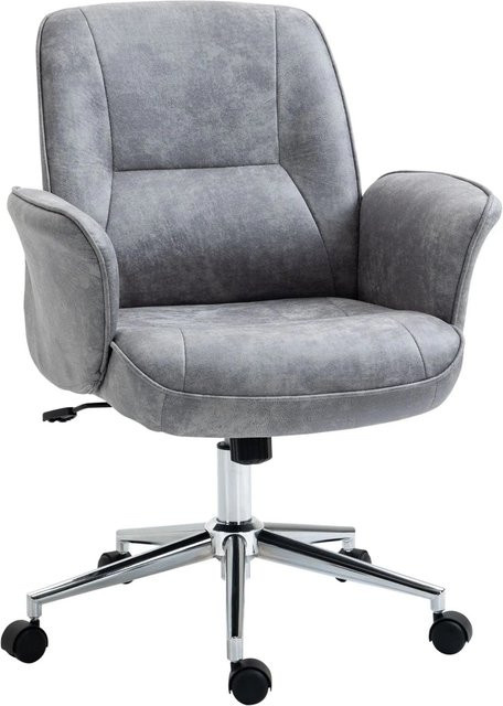 Vinsetto Office Chair Mikrofaser Hellgrau mit Stahlgestell, B/T/H: 70 x 65 x 106 cm - Bild 1
