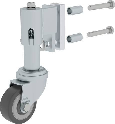 MUNK Günzburger Steigtechnik Feder-Lenkrolle links in Silber - Bild 1