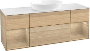 V&B Finion Waschtischunterschrank mit Wandbeleuchtung in Weiß und Eiche, Breite: 160 cm - Bild 1