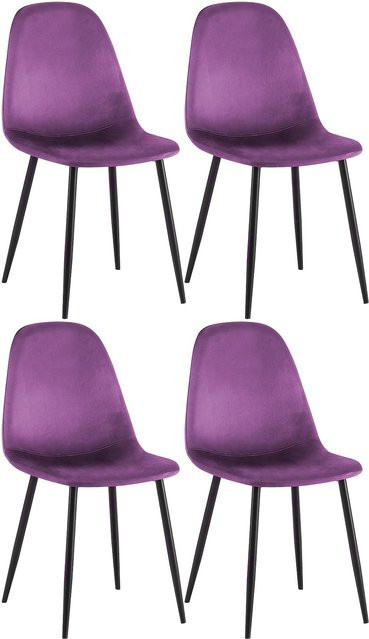 CLP Esszimmerstühle Napier 4er Set, moderne gepolsterte Küchenstühle aus Velvet mit Rückenlehne, bis 150 kg belastbar - Bild 1