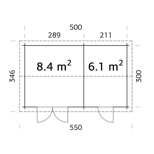 PALMAKO Blockbohlenhaus Jari aus Fichtenholz in Braun mit Satteldach, B/H/T: 550 x 251 x 300 cm - Bild 3