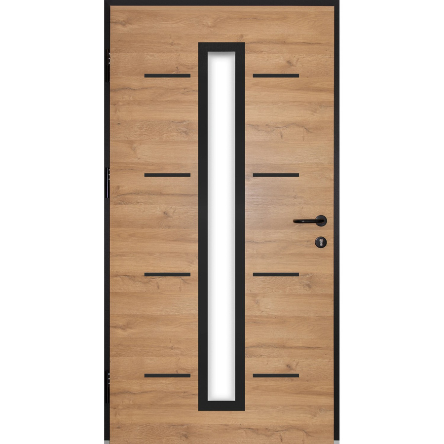 Splendoor Haustür ThermoSpace Milano Prime Woodeffect in Braun und Schwarz mit Glaseinsatz, B: 110 cm, H: 210 cm, Anschlag Links - Bild 2