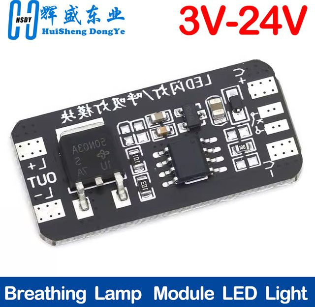 HUISHENGYUFA LED Atemlicht Modul 3-24V Schwarz mit Blitz- und Dimmfunktion - Bild 1