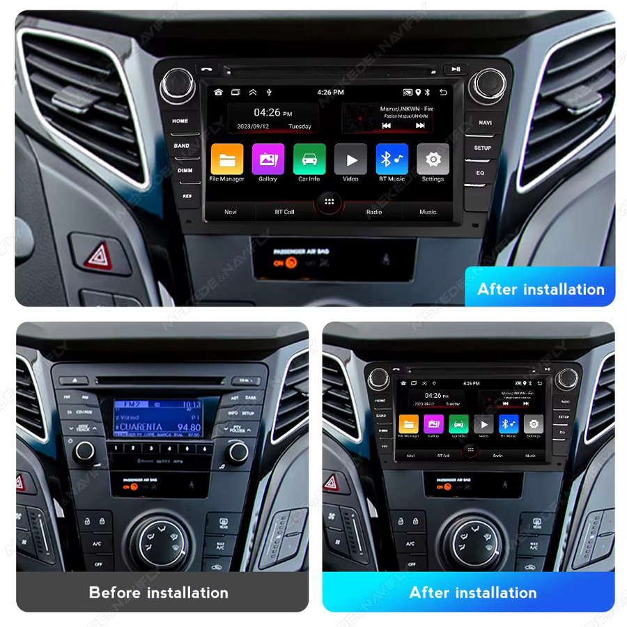 MEKEDE NAVIFLY Android 15 Autoradio Multimedia System für Hyundai i40 2011-2019 mit 2 GB RAM, 64 GB Speicher, Bluetooth und drahtlosem CarPlay in Schwarz - Bild 2