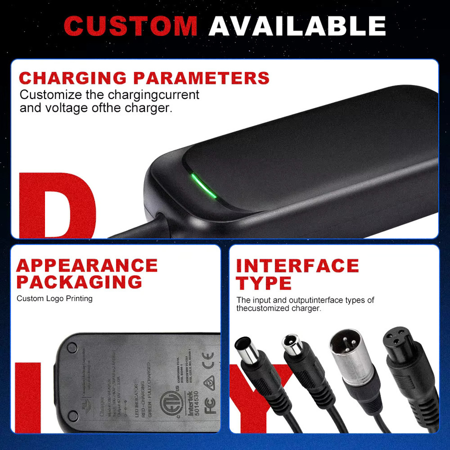 XIETONGPO 42V 2A Batterieladegerät für 36V E-Bike und Elektroroller, 84W Schnellladegerät für 10S Lithium-Batterien, Schwarz - Bild 2