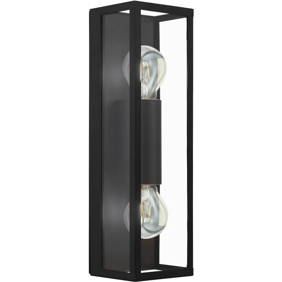 Eglo Wandleuchte Amezola 2-flammig Schwarz mit transparentem Glas für Badezimmer E27 60 W - Bild 2