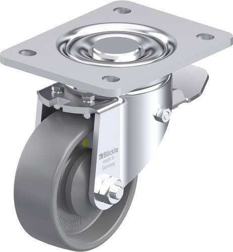 Blickle Stahlblech-Lenkrolle LH-PO 100KA-3-ST-ELS in Grau mit Schraubbefestigung, Rad-Durchmesser: 100 mm, Tragfähigkeit: 280 kg - Bild 1