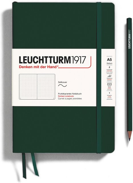 LEUCHTTURM1917 Notizbuch Medium Softcover A5 Dotted Forest Green - Bild 1