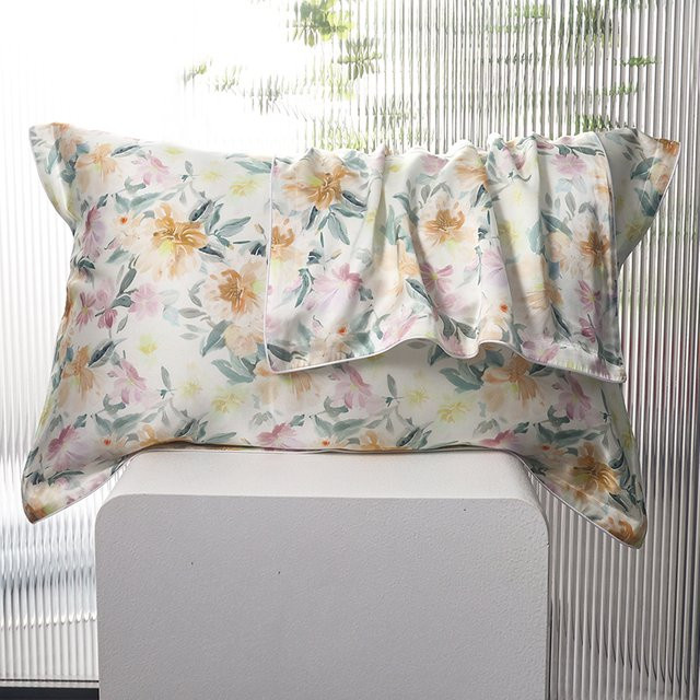 DISANGNI Kissenbezug aus Maulbeerseide und Lyocell, Pink Floral, 1 Stück - Bild 1