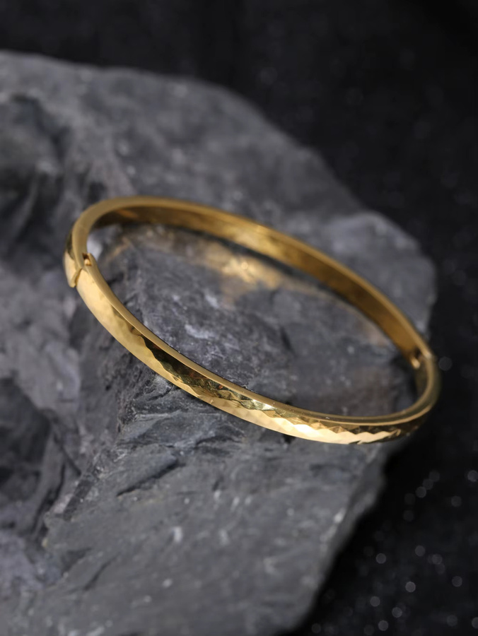 Armband Edelstahl, 18K Goldbeschichtung, rautenförmige Oberfläche - Bild 4