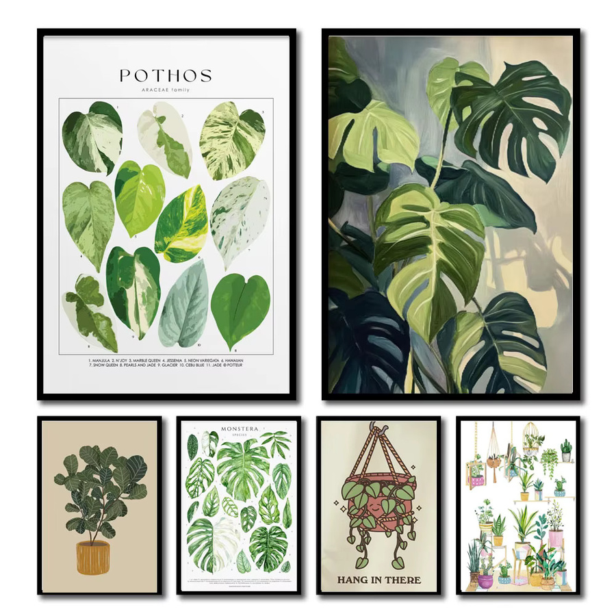 Botanische Leinwandwandkunst von SHENCHEN mit grünen Blättern und floraler Illustration für deine moderne Heimdekoration - Bild 2