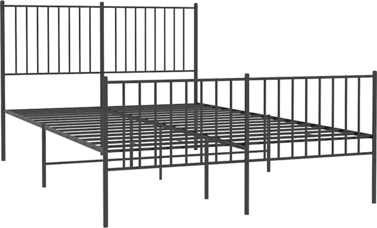vidaxl Metallbett im Industrial Design mit Kopf- und Fußteil, Schwarz, B: 140 cm, L: 200 cm - Bild 1