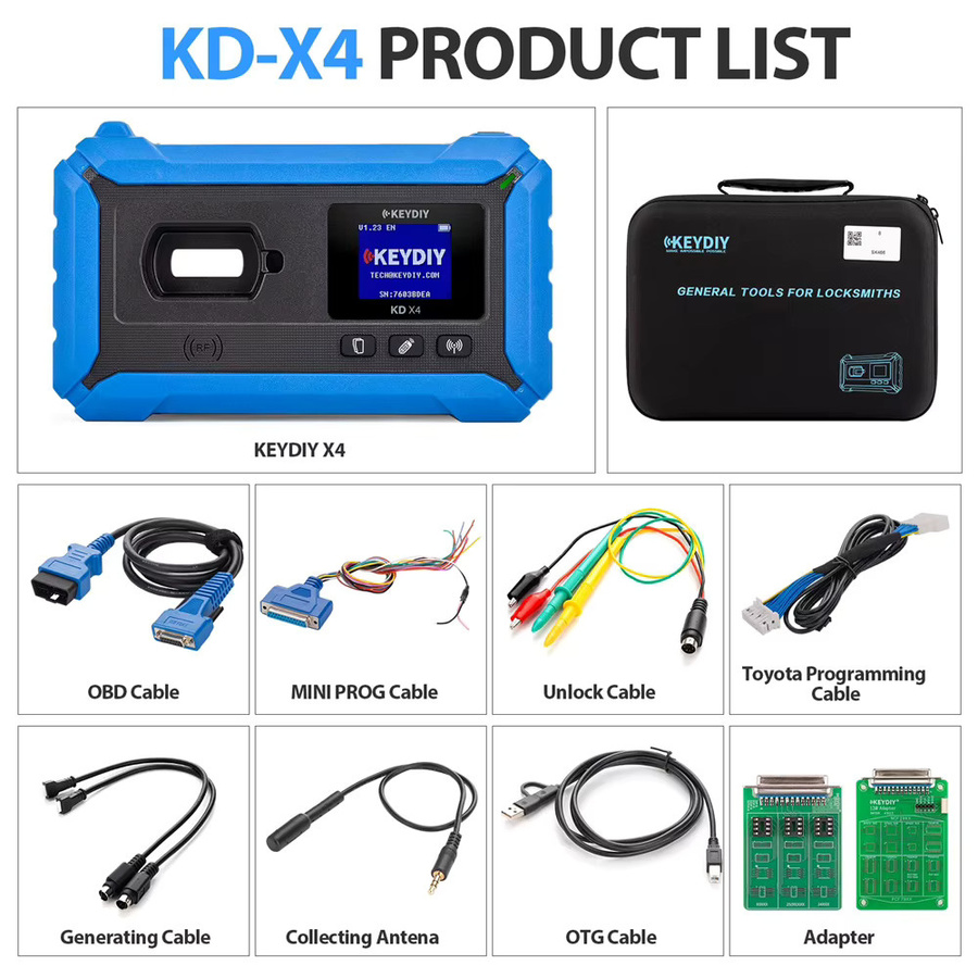 KEYDIY KD-X4 5-in-1 Schlüsselprogrammiergerät in Blau, kombiniert KD Max, KD Mate und KD Mini Prog, unterstützt MQB, MLB, BMW, BDC2 und BDC3 IMMO - Bild 6