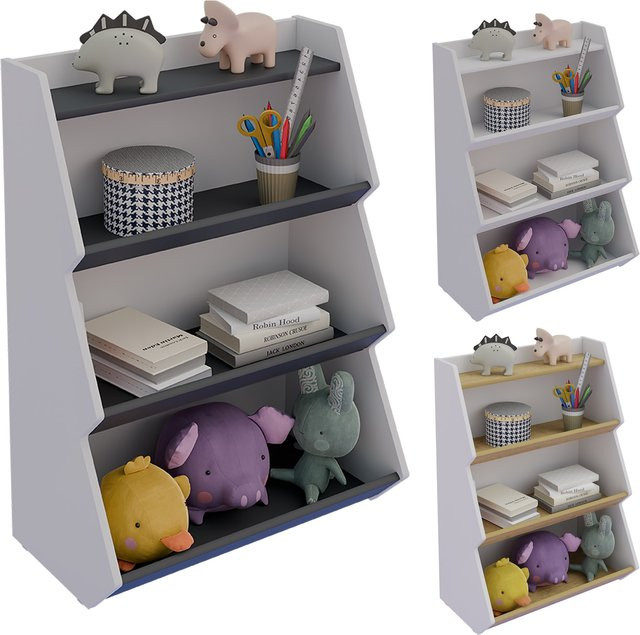 VCM Holzregal für Kinder und Babyzimmer als stehendes Hausregal in Weiß, H x B x T: 160 x 103 x 23 cm - Bild 1