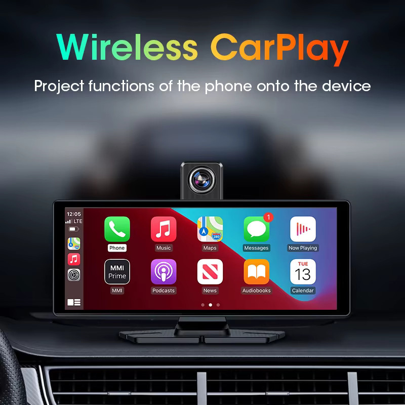 Jansite 4K UHD Dashcam mit Apple CarPlay und Android Auto, Dual Lens Auto Kamera vorne und hinten, Schwarz - Bild 3
