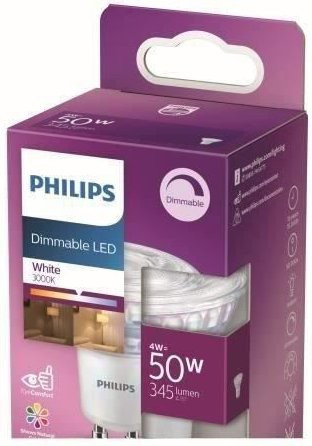 Philips LED-Lampe GU10 mit warmweißem Licht, dimmbar, transparentes Glas, 50W Äquivalent - Bild 1
