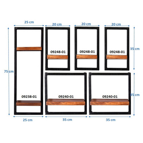 SIT Wandregal PANAMA mit 7 Fachböden aus Holz und Metall in Braun, B/T/H: 120 x 25 x 75 cm - Bild 3
