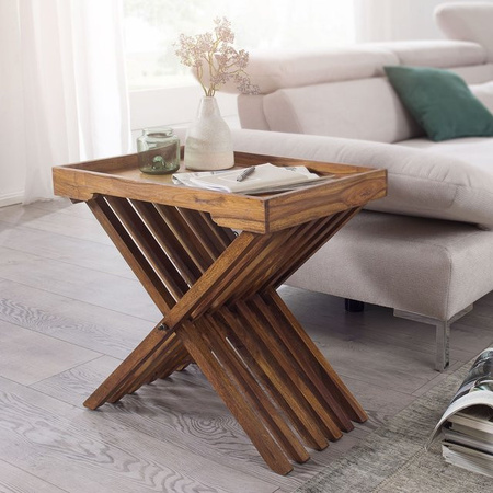 Klappbarer Beistelltisch aus Massivholz von KADIMA DESIGN im Landhausstil, Farbe: Braun, B/T: 55 x 38 cm