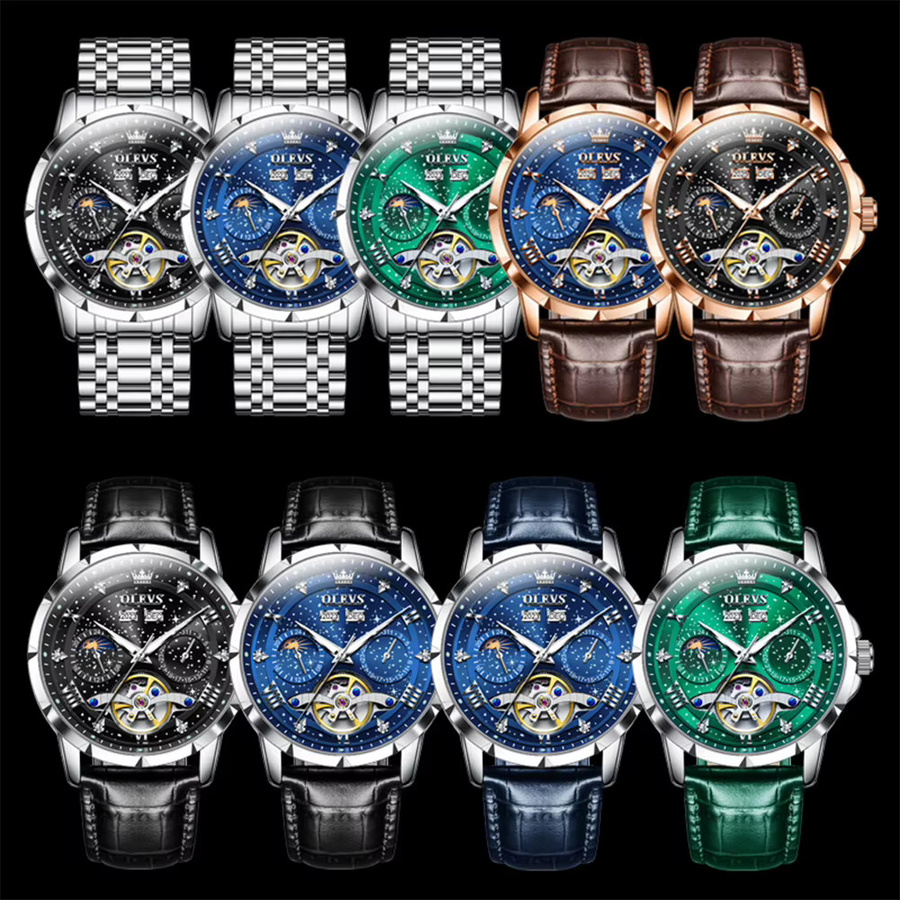 OLEVS Armbanduhr Automatik, Edelstahl, Mondphase, Herren - Bild 6
