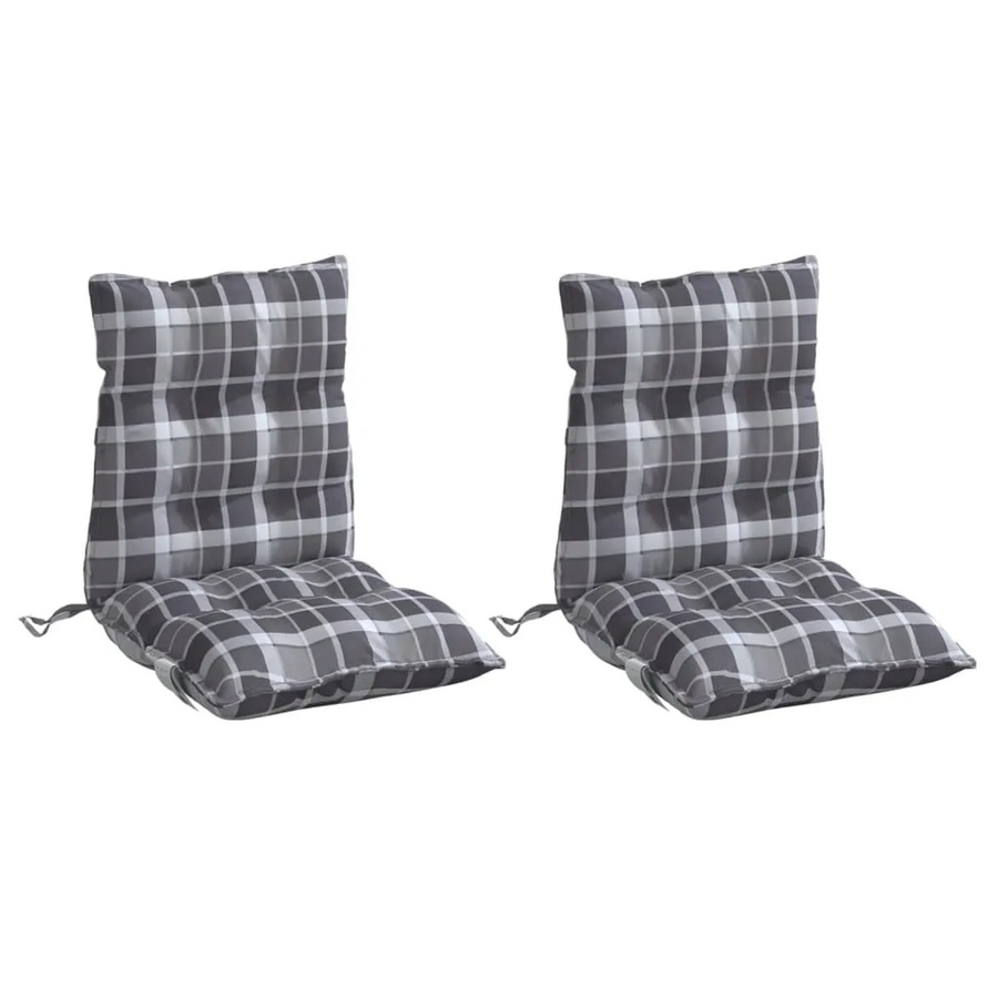 vidaXL Niedriglehner-Auflagen 2er-Set Grau Karomuster aus wasserabweisendem Polyester - Bild 2