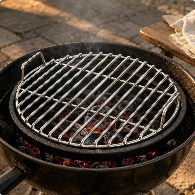 Deck Now Grillrost aus Edelstahl mit geraden Stäben und Griff, Durchmesser: 45 cm, Silber - Bild 1