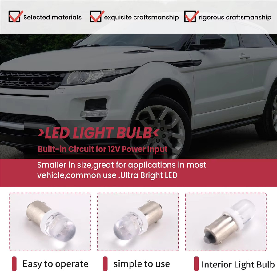 20 Stück BA9S 1895 H6W 53 57 Bajonett-LED-Glühbirnen für Auto-Kartenlampen, 12 V, Weiß, Transparent - Bild 3