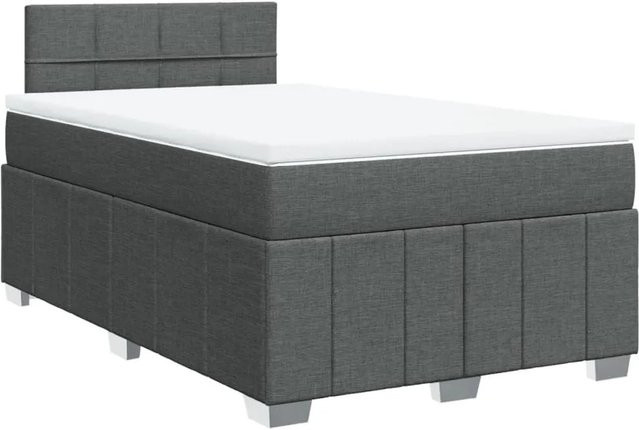 vidaXL Boxspringbett mit Matratze Dunkelgrau B/T/H: 120 x 190 x 100,5 cm mit USB-Anschluss und Unterbettbeleuchtung - Bild 1