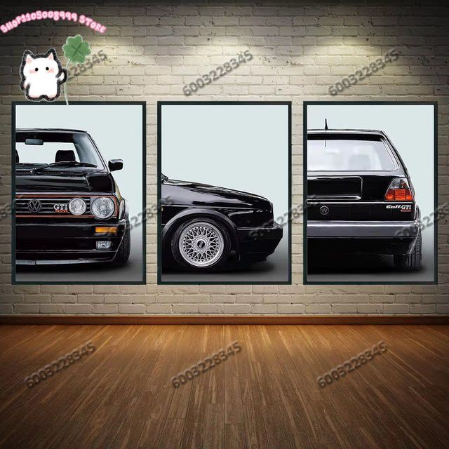 3er Set rahmenlose Leinwandbilder VW Golf GTI Supercar Poster von Potdemiel für deine Wanddekoration - Bild 1
