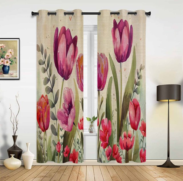 Super Six Paneelvorhang mit Gänseblümchen-Blumenmuster in Multicolour, semi-transparent, Breite: 135 cm, Höhe: 60 cm - Bild 1
