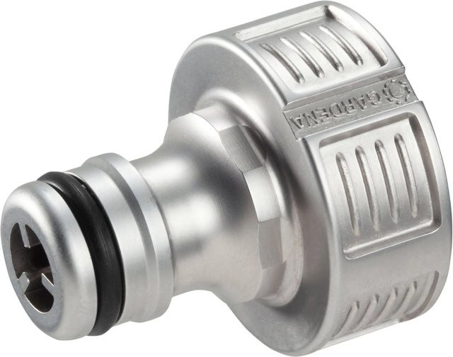 Gardena Premium Hahnverbinder aus Metall in Silber mit G3/4'' Anschluss und Anti-Splash Funktion - Bild 1