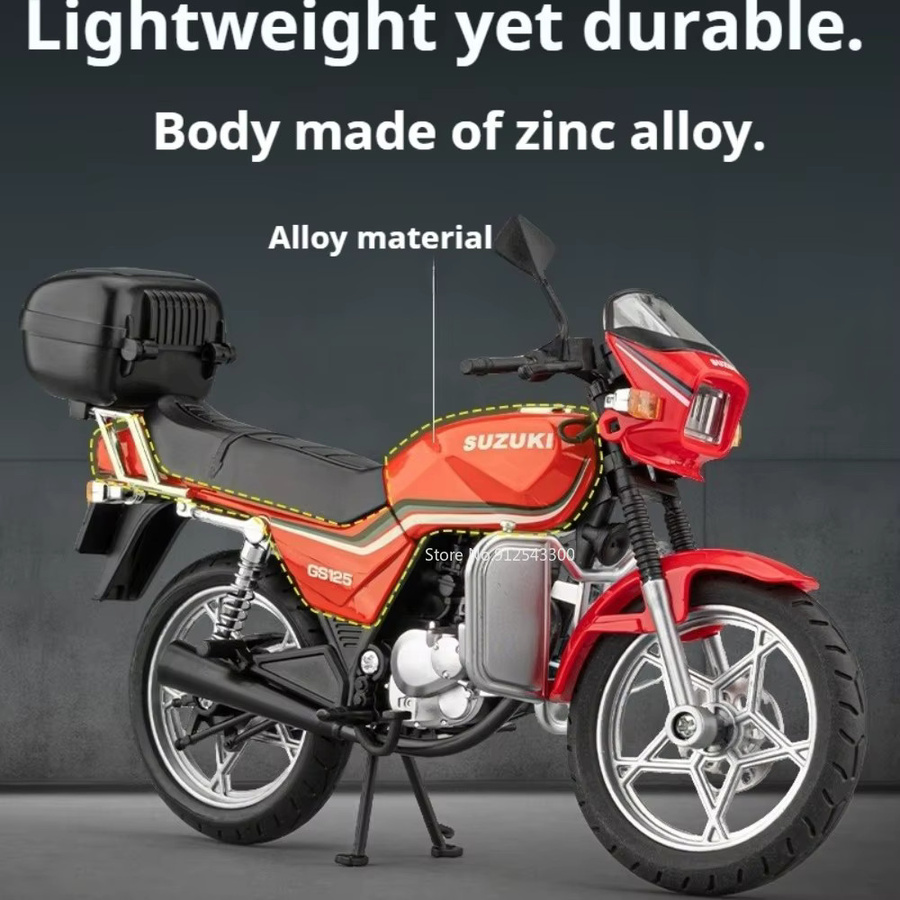RMZ city SUZUKI GS125 Hayabusa Motorradmodell, 1:12 Maßstab, mit Sound, Licht, Gummireifen, Rot - Bild 4