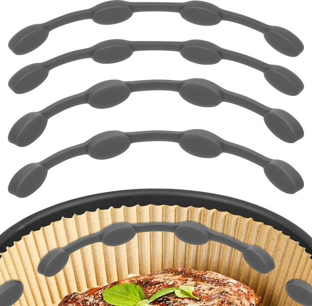 Willstar 4er Set Silikon Magnet-Schnallen für Airfryer in Grau zur Fixierung von Pergamentpapier - Bild 1