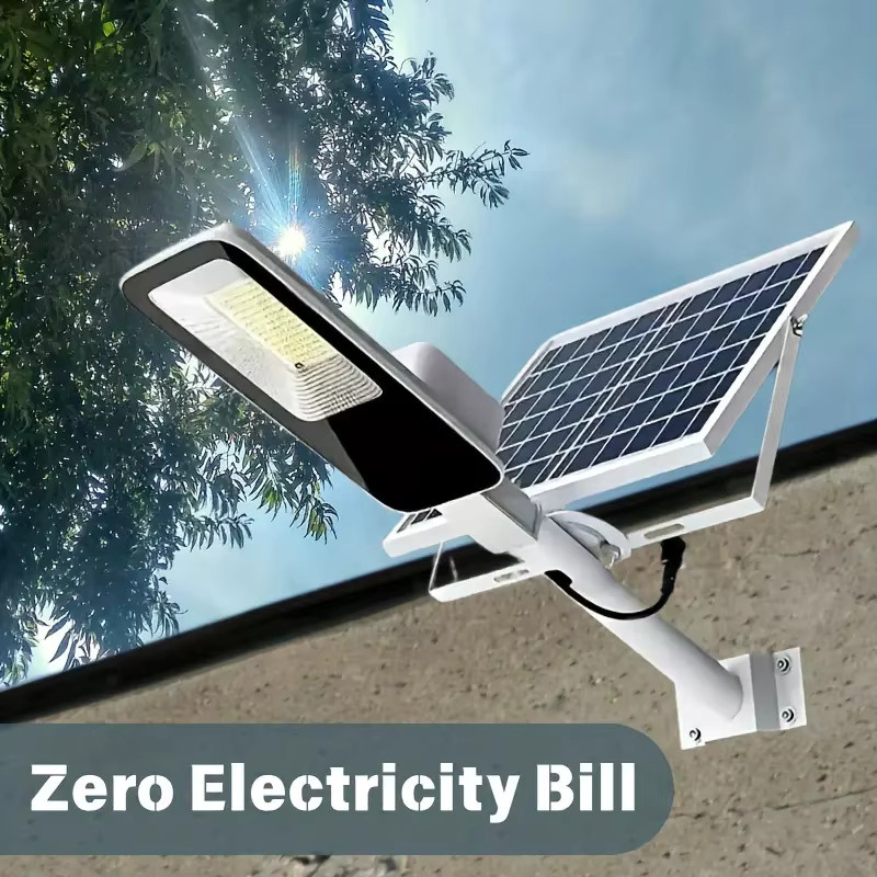 2er-Set YQCHEZI Solarleuchten für den Außenbereich, wasserdichte Solar-Straßenlaternen in Weiß mit 6000 mAh Akku und Dämmerungssensor, modern gestaltete Wandleuchten für Garten und Garage mit kühlem Weißlicht - Bild 3