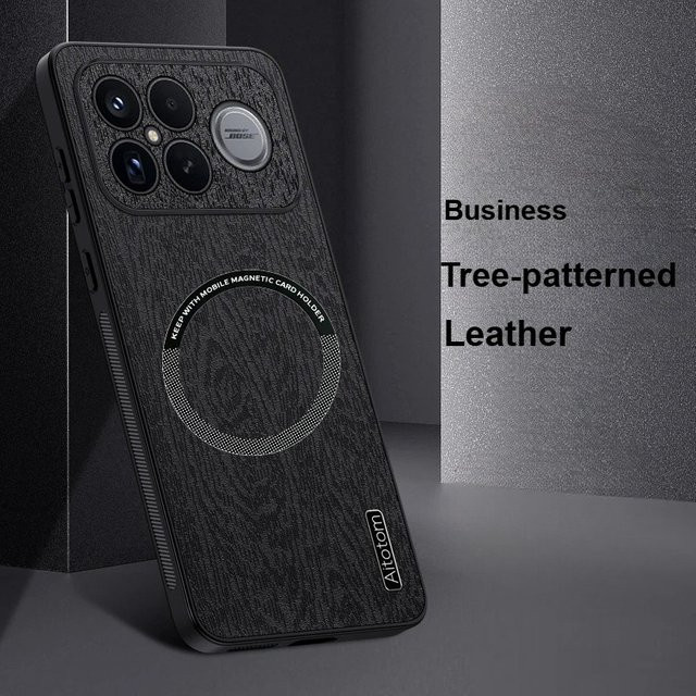 Stoßfeste Business Schutzhülle aus Baumkornsleder für Xiaomi Poco F8 Ultra, F7 und X7 Pro in Schwarz oder Grau - Bild 1