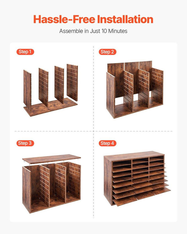 Holz-Literatur-Organizer von Buying Solutions, MB in Dunkelbraun mit 27 Fächern und herausnehmbaren Regalen - Bild 2