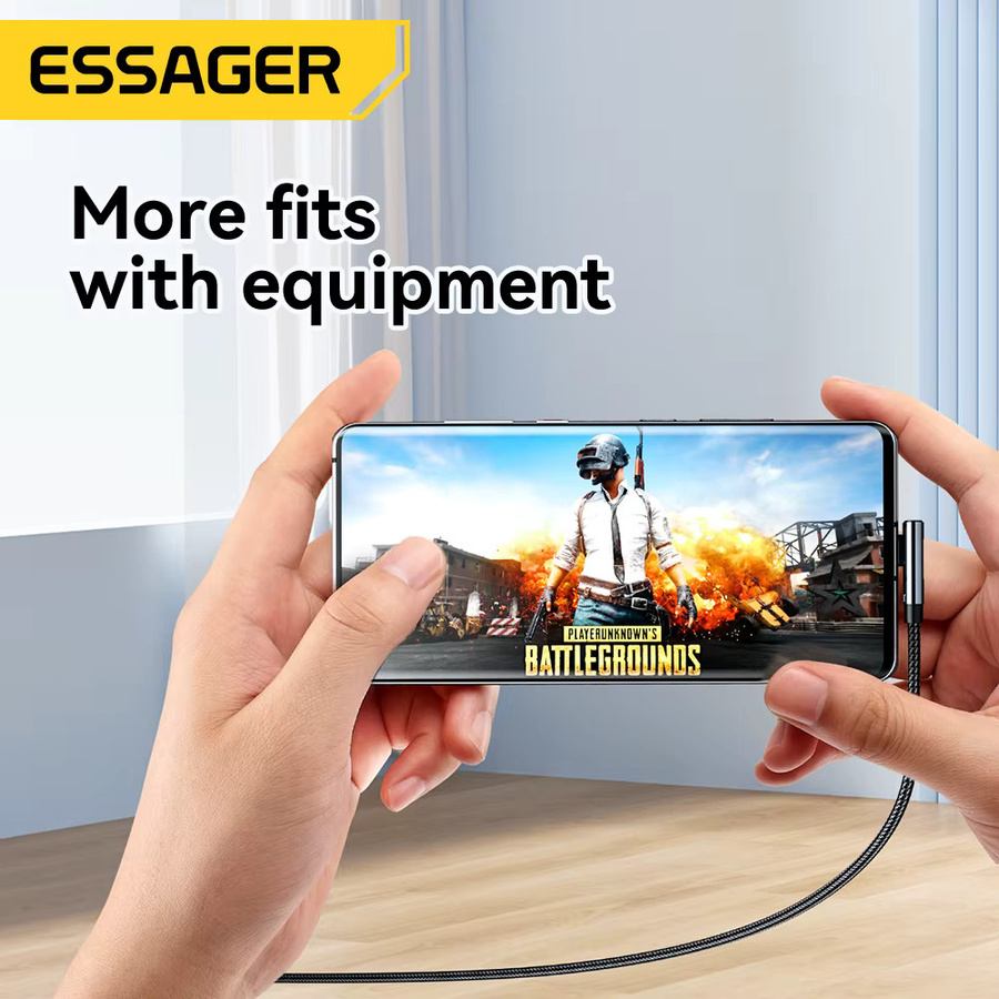 Essager USB Typ C auf USB C Kabel mit 90 Grad Winkel, 240 W PD Schnellladekabel für iPad, MacBook Pro, Xiaomi, Samsung und Huawei, Farben: Grau oder Schwarz - Bild 6