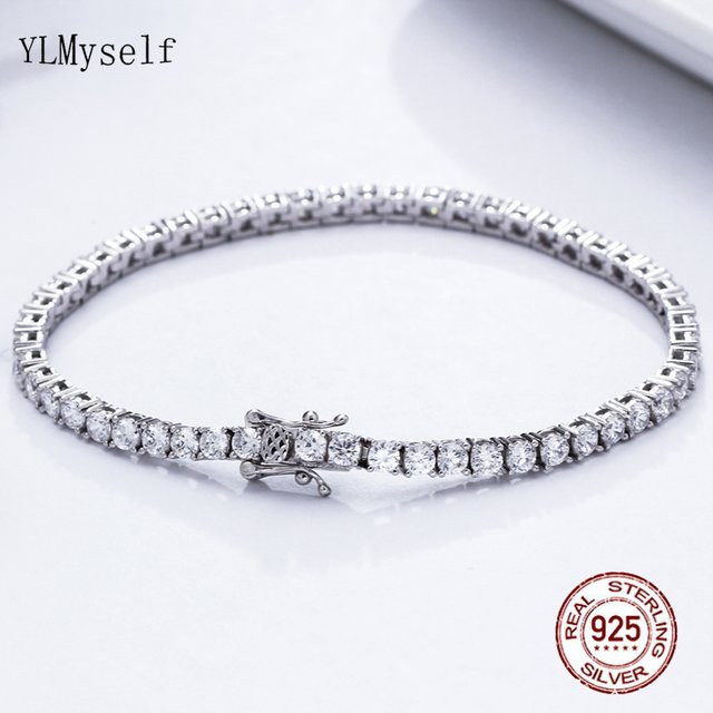 Tennis-Armband 925 Silber, CZ, 3 mm, 14–21 cm, Unisex - Bild 1
