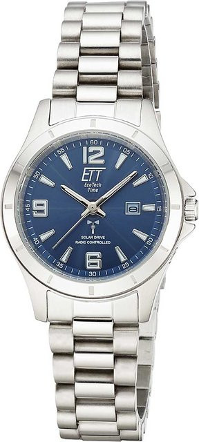 ETT Damenuhr Solar, Funk, Edelstahl, Blau, 32 mm, 5 ATM - Bild 1