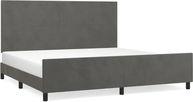 vidaXL Bettgestell mit Kopfteil aus Samt in Dunkelgrau, B/T/H: 200 x 200 x 128 cm - Bild 1