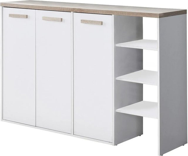 Schuhschrank Skaido von Vente-unique in Weiß mit offenen Regalfächern und Scharniertüren, Breite: 120 cm - Bild 1
