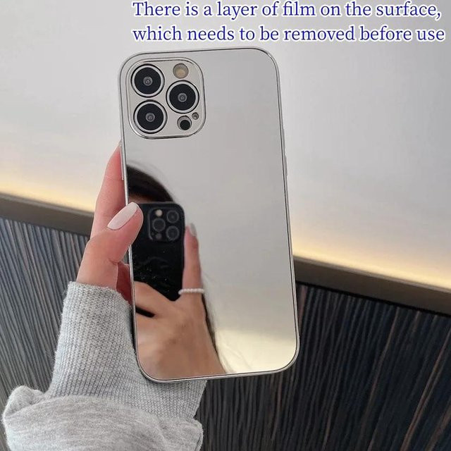 Galanisierte Bling Spiegel Kamera Schutzhülle für Apple iPhone 16 15 14 13 12 11 Pro Max Xs X Xr 7 8 in Silber - Bild 1