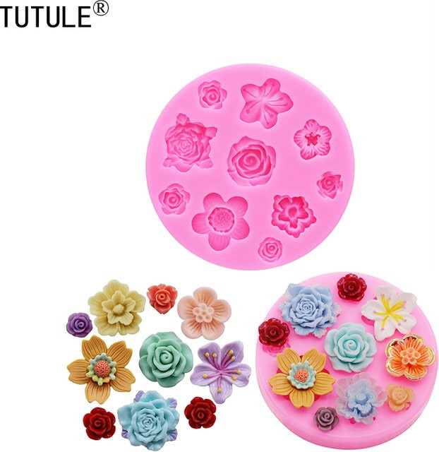 3D-Blumen-Silikonform in Pink für Blumenharz, Schmuckzubehör und Schokolade - Bild 1